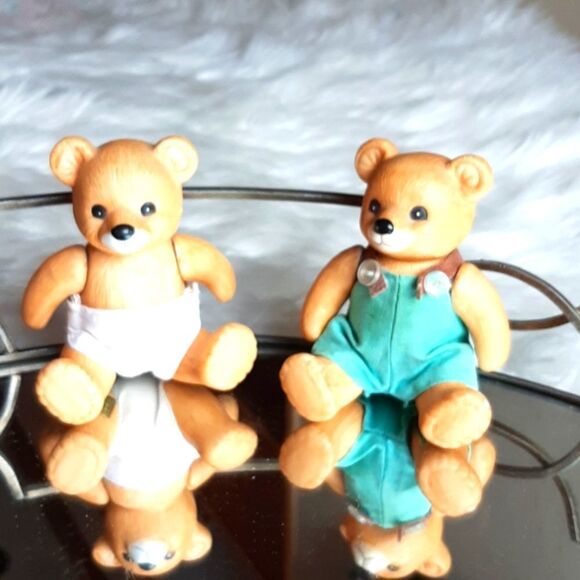 VINTAGE 2 Homeco Porcelin  1983 Bears Moving Arms Girl &Boy‎ - Picture 1 of 7